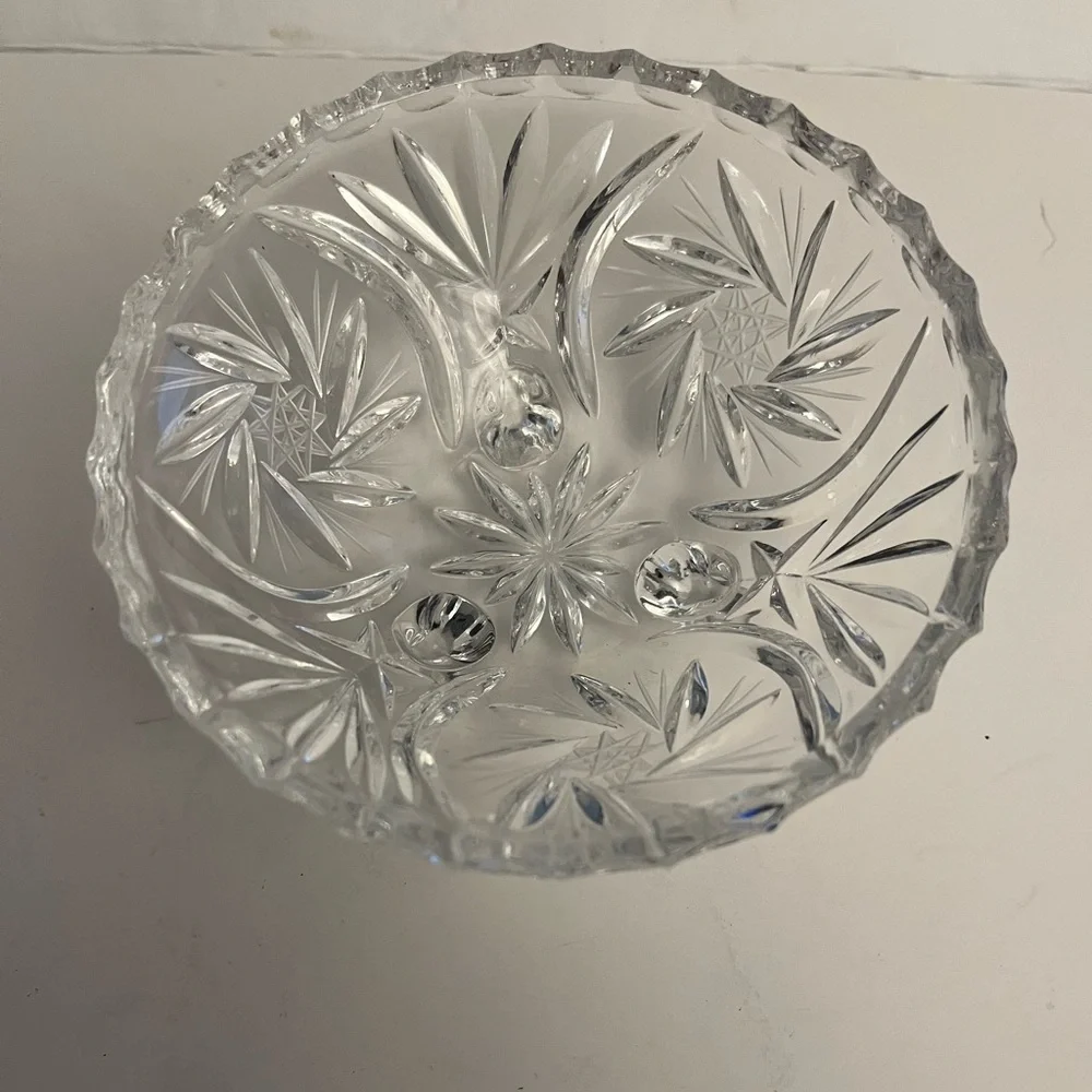 Vintage Depression Anchor Hocking Prescut Footed Bowl Star of David Star